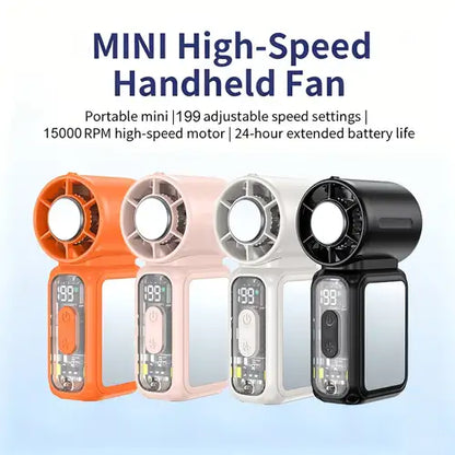 Mini Portable Handheld Fan - 199 Speed - Refrigeration Mode - Pink