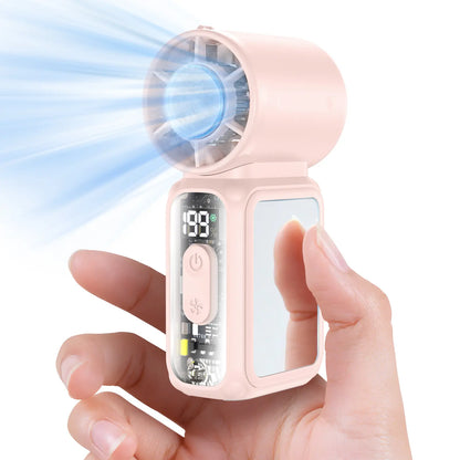 Mini Portable Handheld Fan - 199 Speed - Refrigeration Mode - Pink