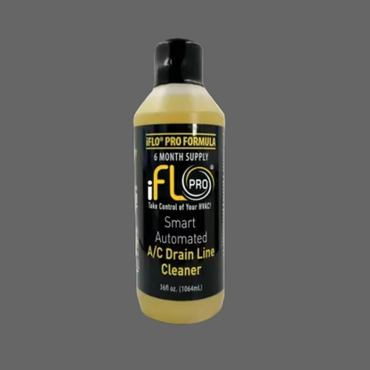 Bottle of iFL Pro A/C Drain Line Cleaner on a white background