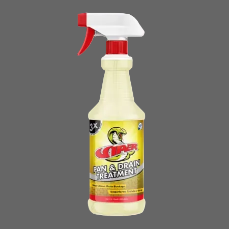 Spray bottle labeled 'Viper Pan & Drain Treatment' on a white background
