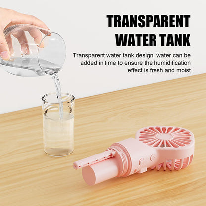 New Portable Handheld Fan USB Rechargeable Turbo Water-Cooled Spray Mini Fan 4 Gear Speed Air-conditioning Mute Fans Outdoor Handheld Misting Fan Rechargeable Mini Personal Fan Battery Operated for Travel